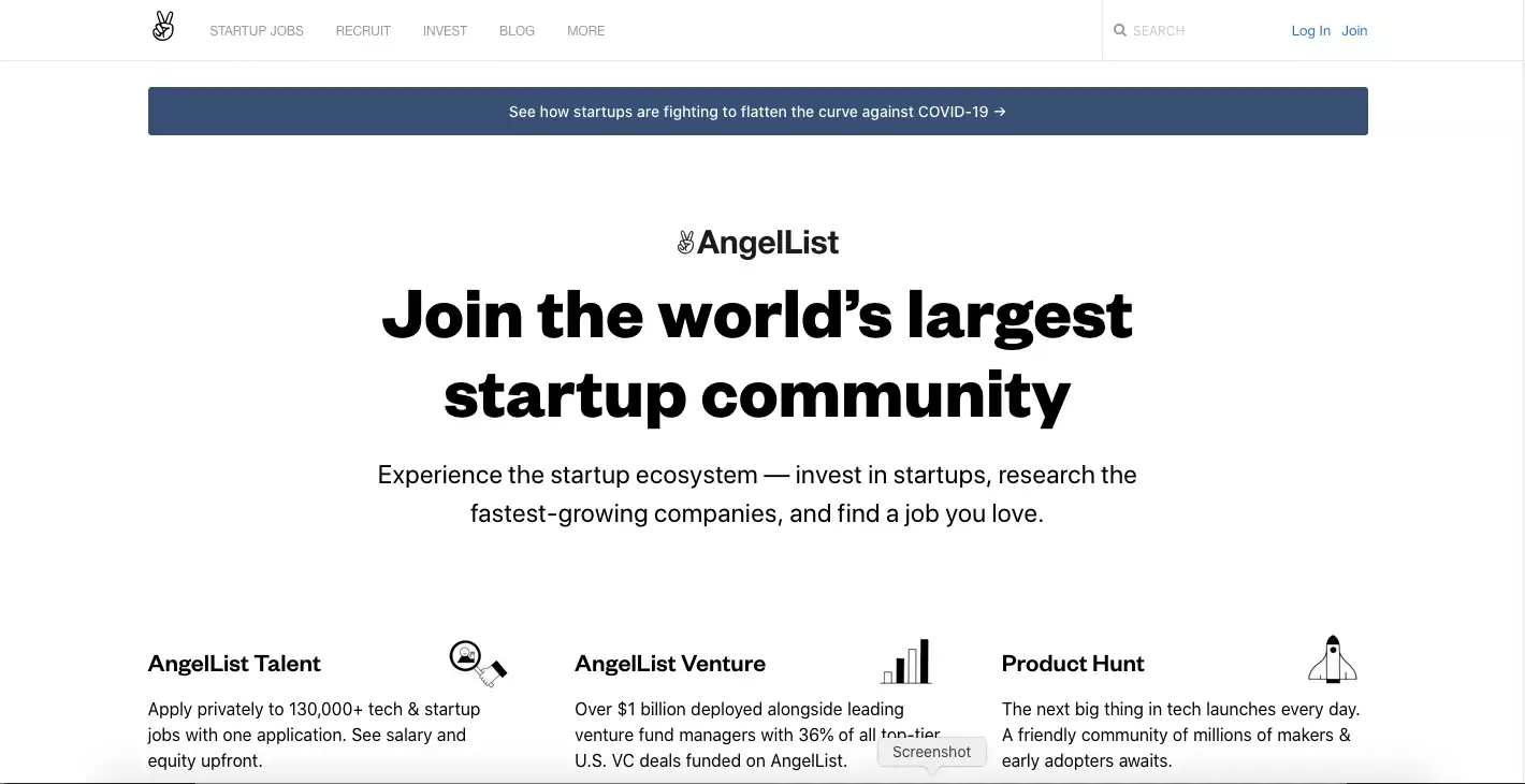 AngelList is among the legit freelancing websites for beginners