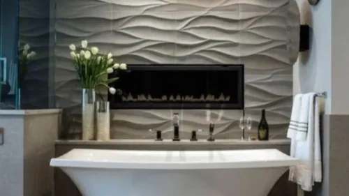 Wavy 3D Wall Tiles Design for Bathroom