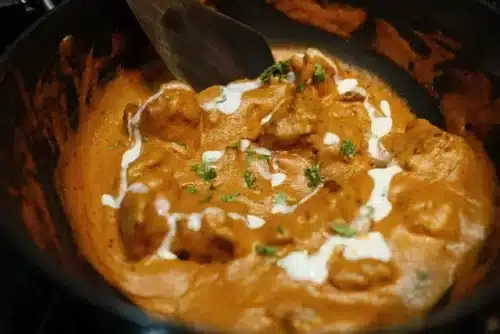 Indian dish with coconut milk depicts South Indian cooking