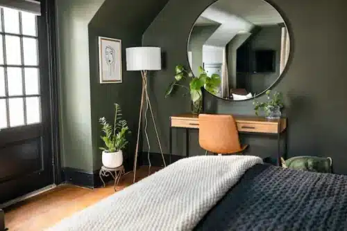 A bedroom with plants, ideal for crafting a lifestyle oasis in every room.