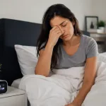 Person waking up tired despite sleeping 8 hours